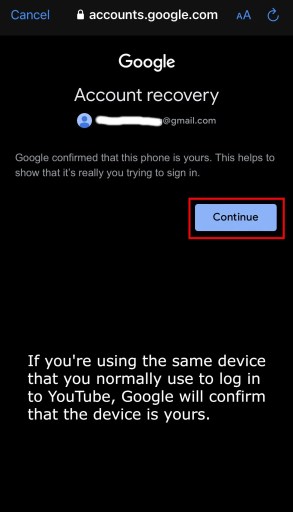 Restablecer la contraseña de YouTube sin correo electrónico