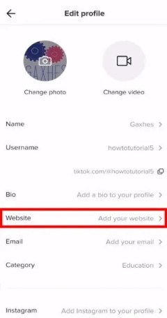 Añadir enlace a la biografía de TikTok