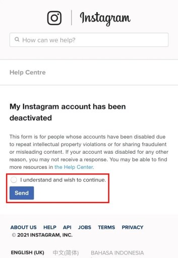 Recuperar una cuenta de Instagram desactivada