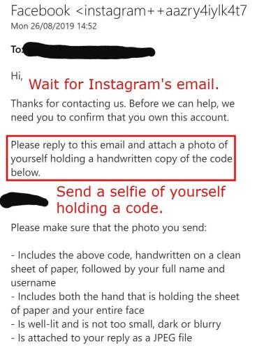 Foto de Instagram con un código