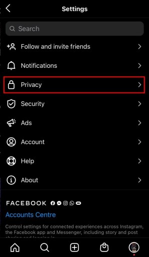 Ajustes de privacidad de Instagram