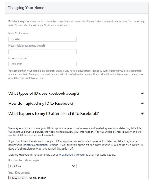 foro de cambio de nombre para facebook