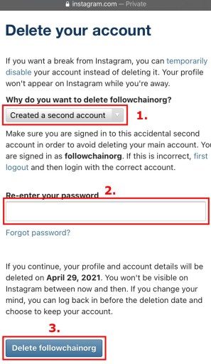 Eliminar la segunda cuenta de Instagram