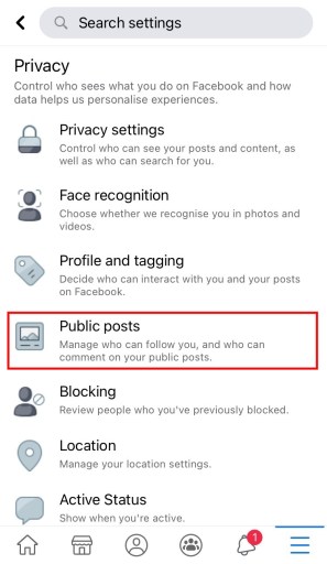 Configuración de las publicaciones públicas de Facebook