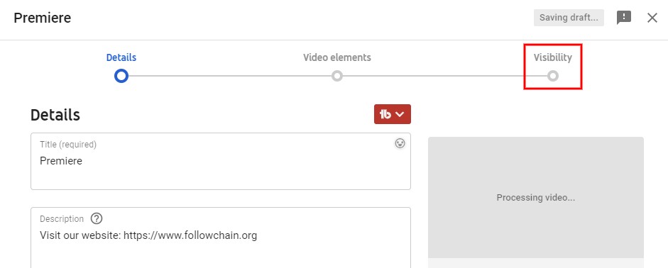 Visibilidad del vídeo de YouTube