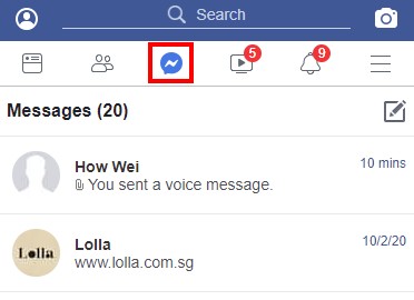 icono de messenger m.facebook.com