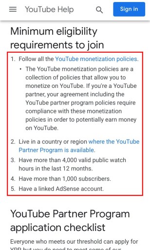Requisitos de monetización de YouTube