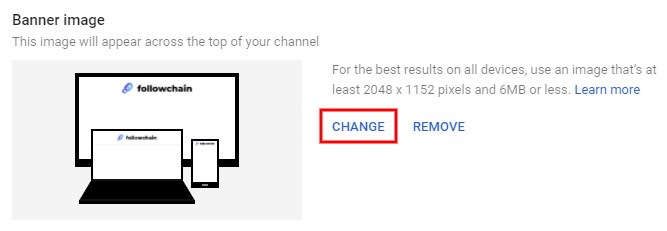 Cambiar el banner de tu canal de YouTube en el escritorio