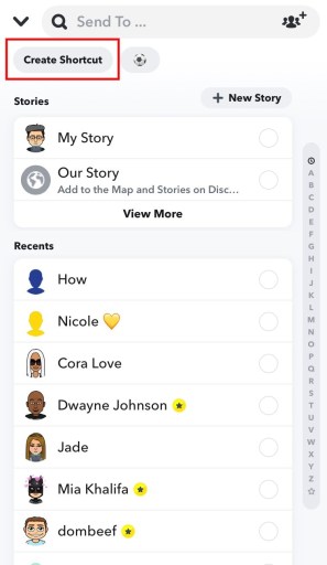 Crear acceso directo en Snapchat