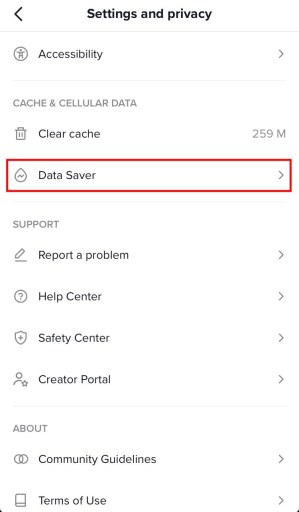 Ahorro de datos de TikTok