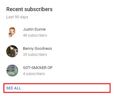 Suscriptores recientes de YouTube