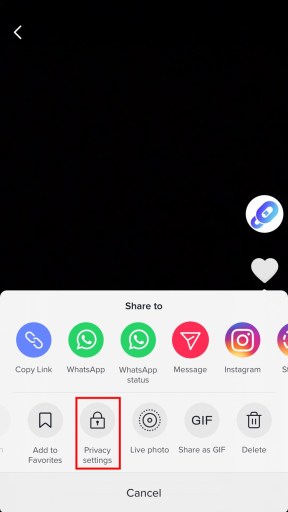 Configuración de la privacidad de los vídeos de TikTok