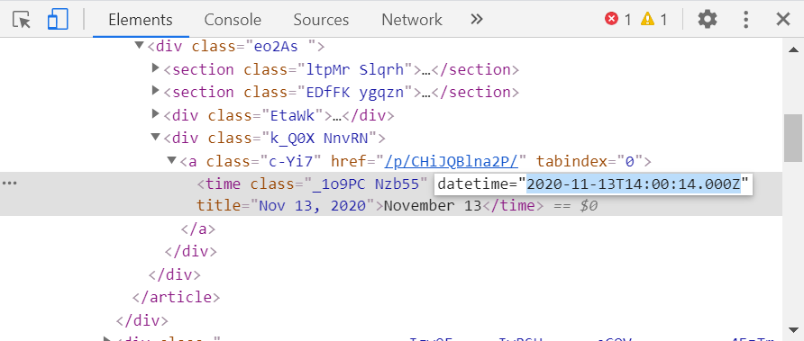 Marca de tiempo de Instagram