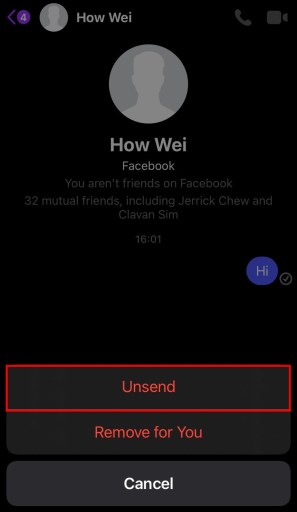 Cómo eliminar mensajes en Messenger de ambos lados
