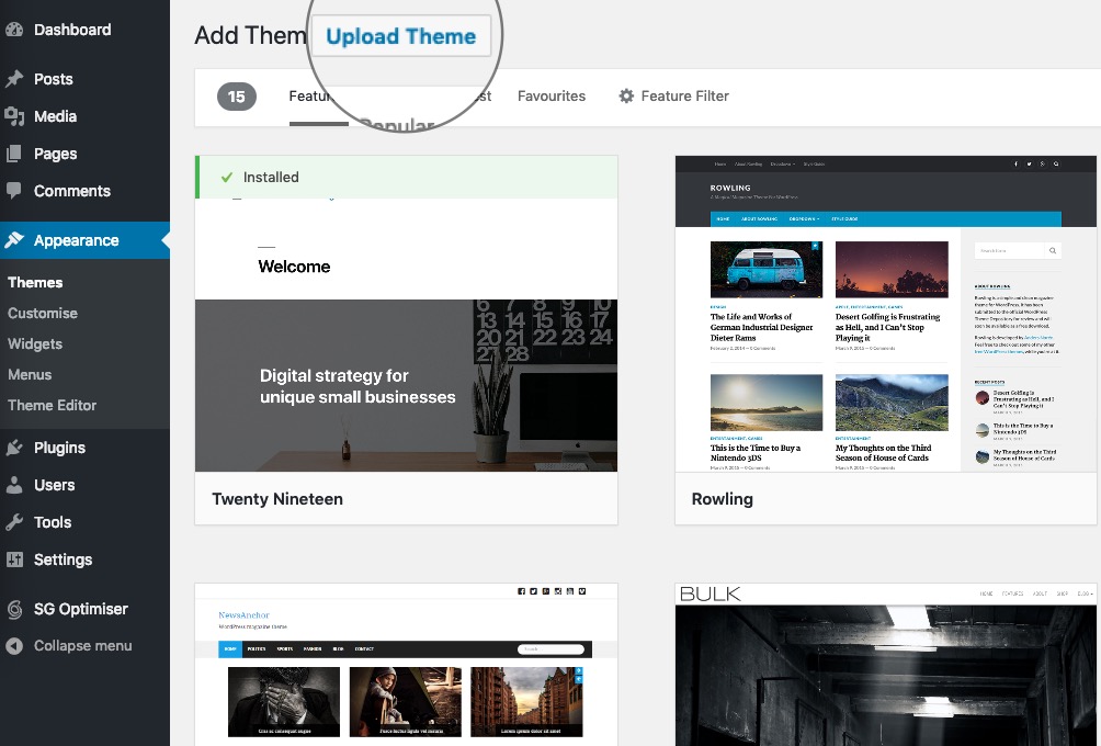 Cómo subir un tema a WordPress
