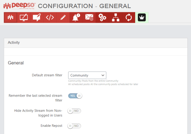 Configuración de PeepSo
