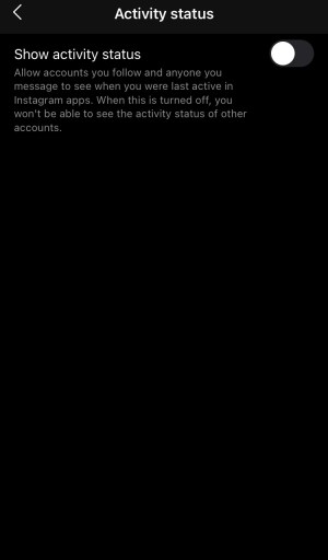 Estado de la actividad de Instagram