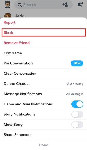 Otros Snapchatters en Snapchat significa bloqueado