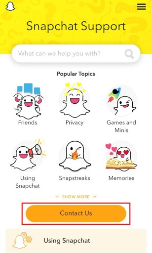Contacto con Snapchat