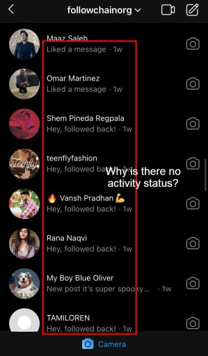 Instagram no muestra el último activo