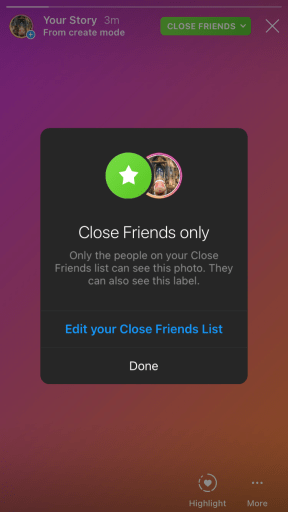 Lista de amigos cercanos de Instagram
