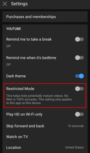 Modo restringido de YouTube