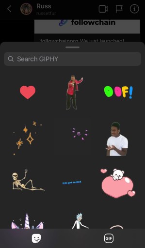 Búsqueda GIPHY en Instagram