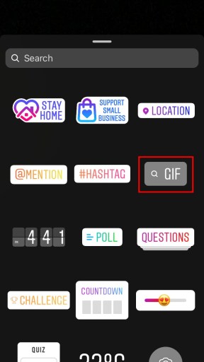 Búsqueda de GIFs en Instagram