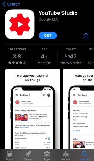 YouTube Studio en el App Store