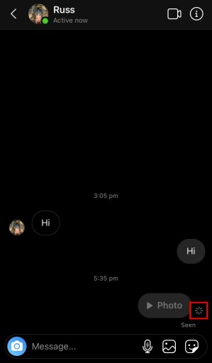 Captura de pantalla de Instagram DM