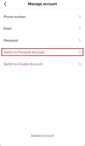 Cómo cambiar a una cuenta personal en TikTok