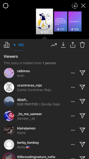 Espectadores de las historias de Instagram