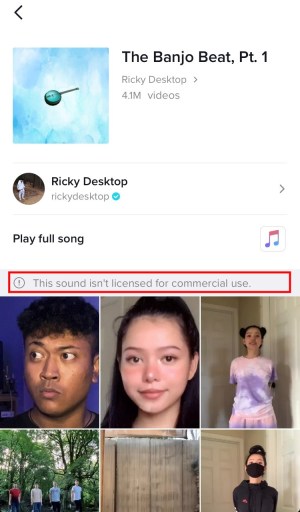 Este sonido no tiene licencia de uso comercial TikTok