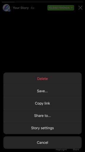 Eliminar una historia de Instagram