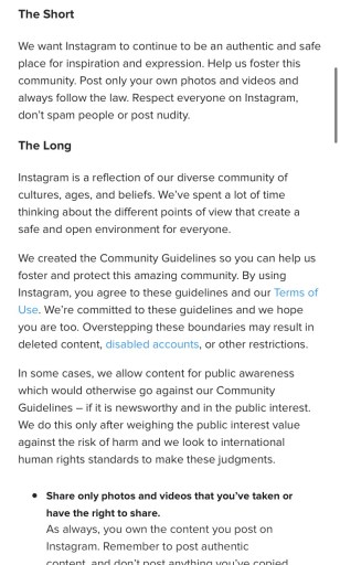 Directrices de la comunidad de Instagram