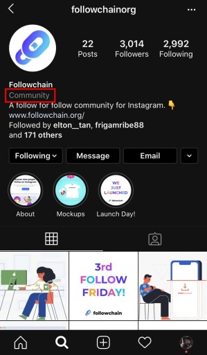 Perfil empresarial de Instagram