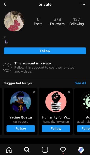 Cuenta privada de Instagram