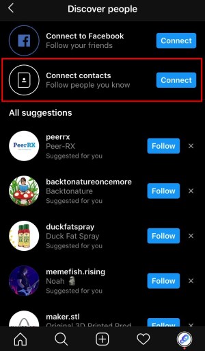 Conecta los contactos de Instagram
