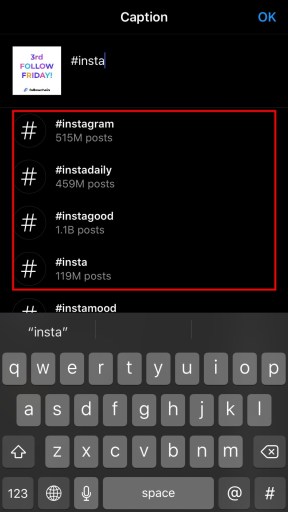 Hashtags en los pies de foto de Instagram 