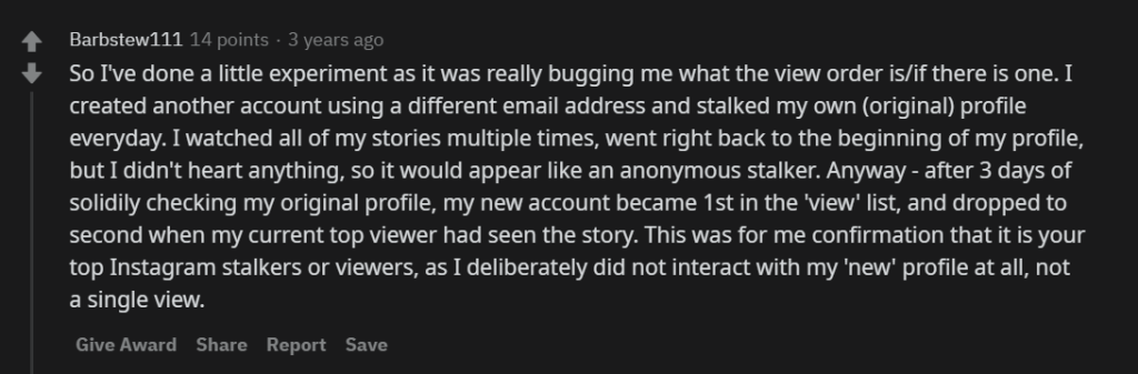 Experimento de historias de Instagram