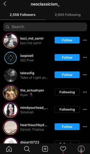 Lista de seguidores de Instagram