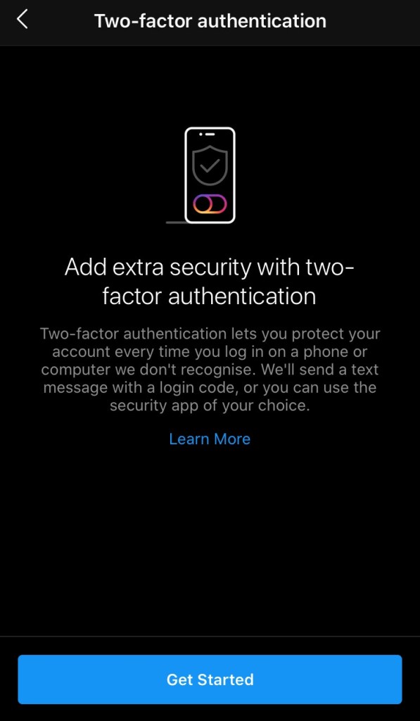 Autenticación de dos factores en Instagram