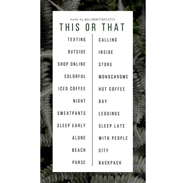 Plantilla de Instagram esto o aquello