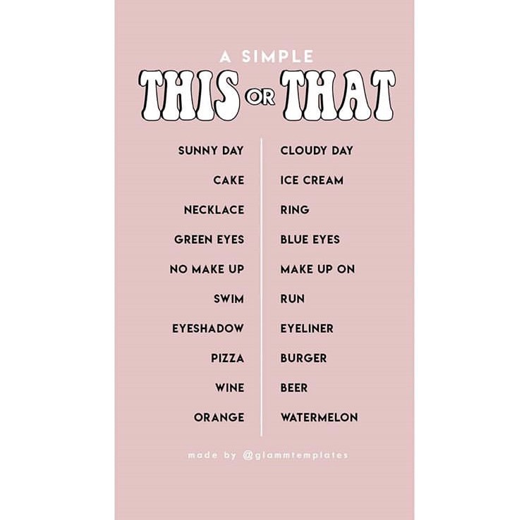 Plantilla simple de Instagram esto o aquello