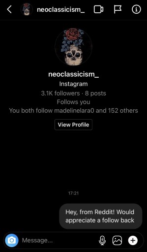 Mensaje de Instagram