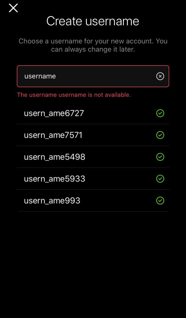 Instagram crear nombre de usuario