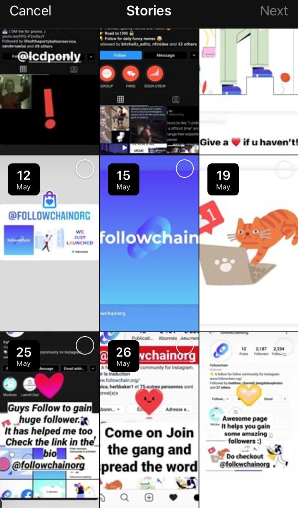 Historias antiguas de Instagram