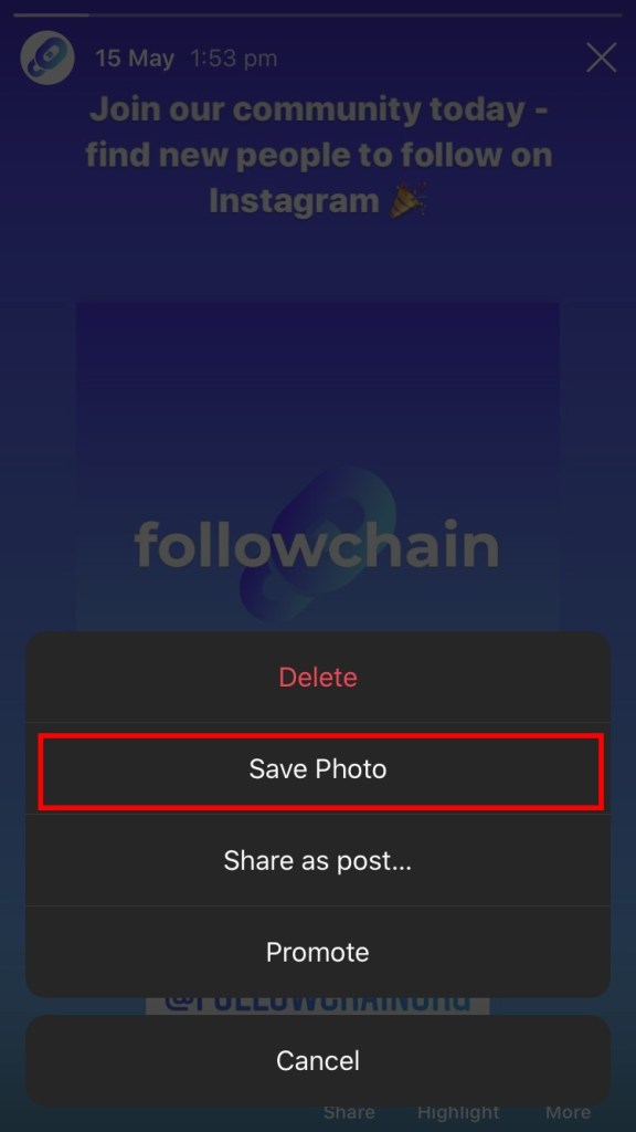 Guardar la foto de Instagram en la galería
