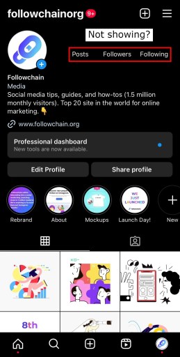 Instagram no muestra publicaciones, seguidores y seguidos